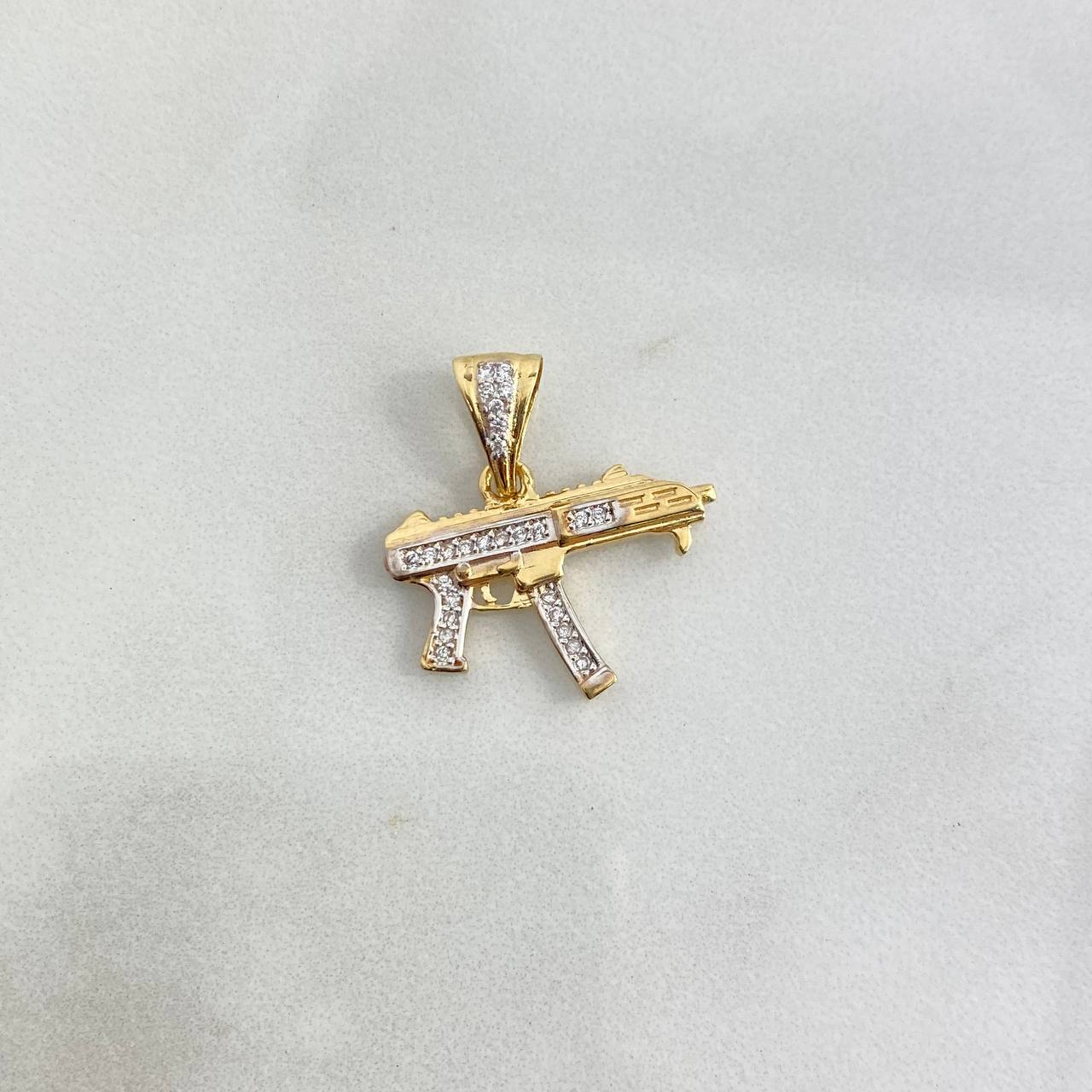 Dije Arma 2.3gr / 2.2cm / Circones Blancos Dos Oros Amarillo Blanco *