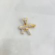 Dije Arma 2.3gr / 2.2cm / Circones Blancos Dos Oros Amarillo Blanco *