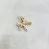 Dije Arma 2.3gr / 2.2cm / Circones Blancos Dos Oros Amarillo Blanco *