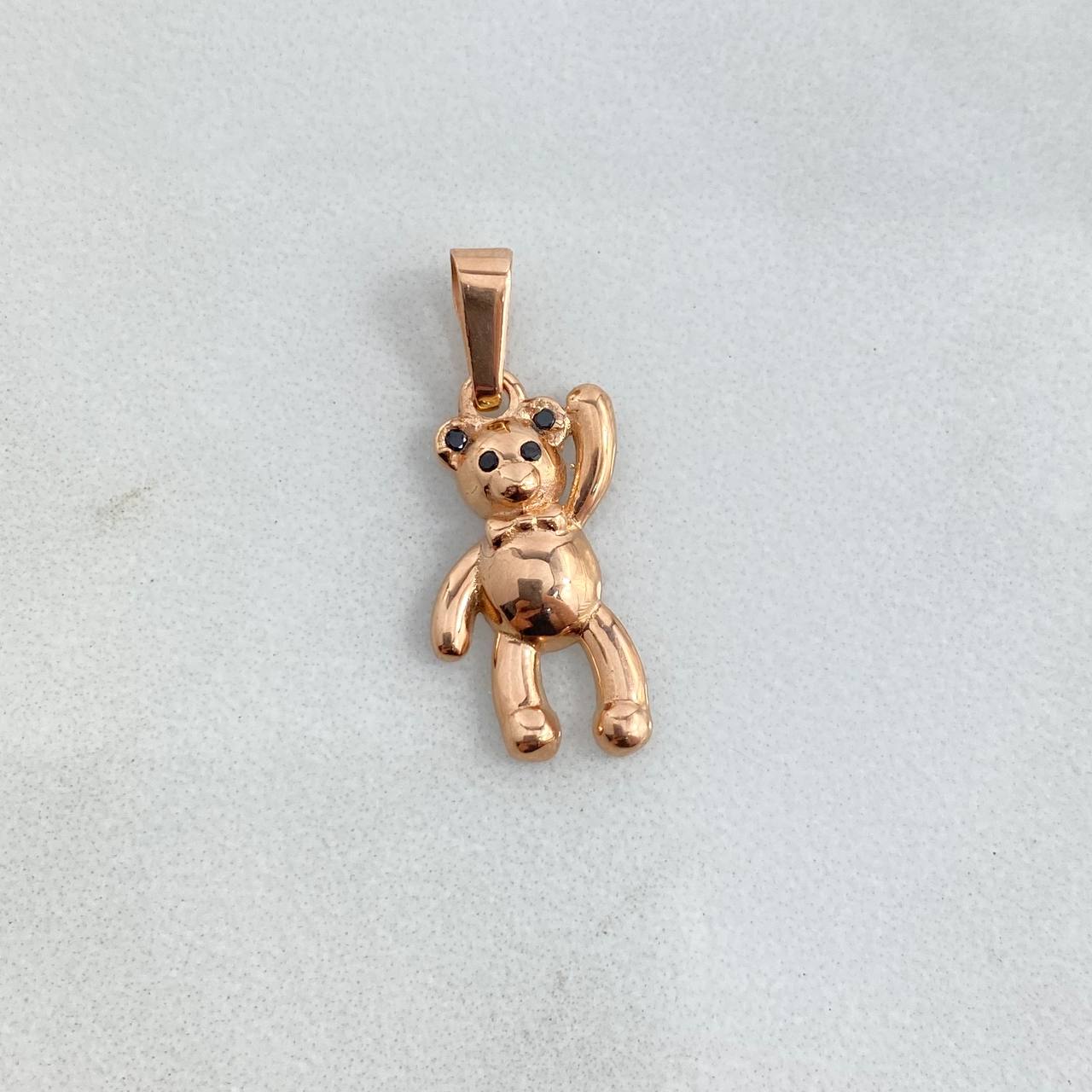 Dije Oso 1.2gr / 2.4cm / Liso Circones Negros Oro Rosa *
