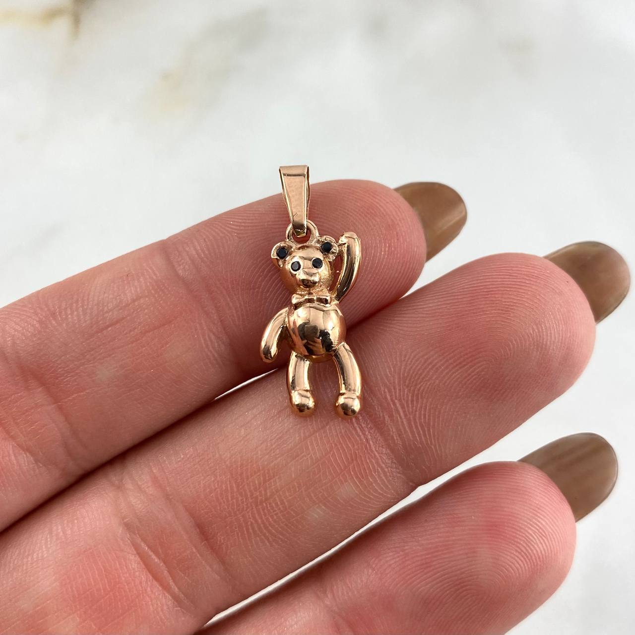 Dije Oso 1.2gr / 2.4cm / Liso Circones Negros Oro Rosa *