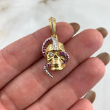 Dije Calavera Serpiente 7.15gr / 3cm / Circones Blancos Fucsias Dos Oros Amarillo Blanco *