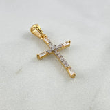 Dije Cruz 1.7gr / 2.9cm / Circones Blancos Oro Amarillo *