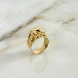 Anillo Palma Quimbaya 4.75gr / T13 3/4 / Circon Verde Oro Amarillo