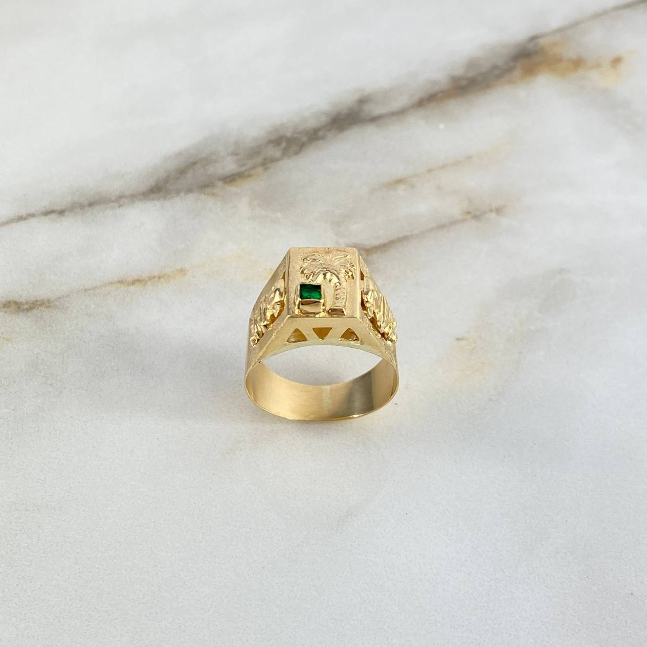 Anillo Palma Quimbaya 4.35gr / T8 3/4 / Circon Verde Oro Amarillo