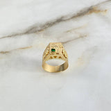 Anillo Palma Quimbaya 4.75gr / T13 3/4 / Circon Verde Oro Amarillo
