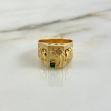 Anillo Palma Quimbaya 4.15gr / T9 3/4 / Circon Verde Oro Amarillo 18K *