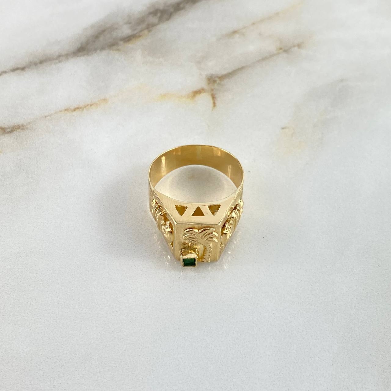 Anillo Palma Quimbaya 4.35gr / T8 3/4 / Circon Verde Oro Amarillo