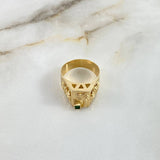 Anillo Palma Quimbaya 4.75gr / T13 3/4 / Circon Verde Oro Amarillo