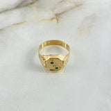 Anillo Sello Trinity 4.2gr / T10 1/4 / Circones Verdes Blancos Oro Amarillo *