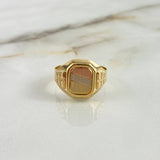 Anillo Sello 4.35gr / T10 / Cuadrado Rayado Tres Oros *