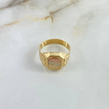 Anillo Sello 4.2gr / T8 1/2 / Cuadrado Rayado Tres Oros *