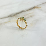 Anillo Cruz Bizantina 2.85gr / T7 1/2 / Esferas Circones Blancos Verdes Oro Amarillo *