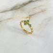 Anillo Cruz Bizantina 2.85gr / T7 1/2 / Esferas Circones Blancos Verdes Oro Amarillo *