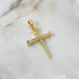 Dije Cruz Clavo 6gr / 5.6cm / Circones Blancos Oro Amarillo *
