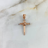 Dije Cruz Clavo 3.75gr / 3.8cm / Cruzado Circones Blancos Dos Oros Blanco Rosa *