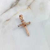 Dije Cruz Clavo 3.75gr / 3.8cm / Cruzado Circones Blancos Dos Oros Blanco Rosa *