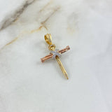 Dije Cruz Clavo 3.55gr / 3.8cm / Cruzado Circones Blancos Tres Oros *