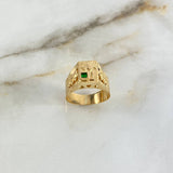 Anillo Palma Quimbaya 4.5gr / T11 4/4 / Circones Verdes Oro Amarillo ©