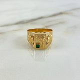 Anillo Palma Quimbaya 4.5gr / T11 4/4 / Circones Verdes Oro Amarillo ©