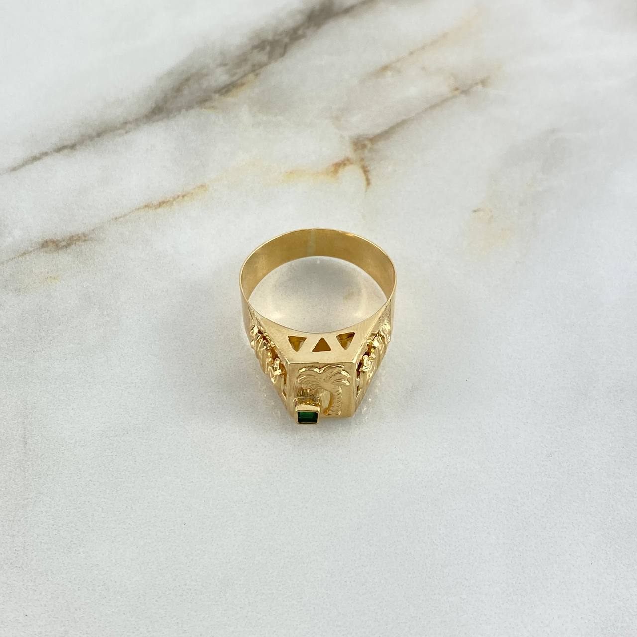 Anillo Palma Quimbaya 4.5gr / T11 4/4 / Circones Verdes Oro Amarillo ©