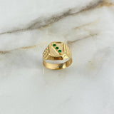 Anillo Sello Trinity 3.9gr / T9 4/4 / Circones Verdes Oro Amarillo ©