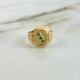 Anillo Sello Trinity 3.9gr / T9 4/4 / Circones Verdes Oro Amarillo ©