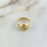 Anillo Sello Trinity 3.9gr / T9 4/4 / Circones Verdes Oro Amarillo ©