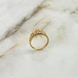 Anillo Corona Corazones 2.65gr / T5 / Circones Blancos-Azules Oro Amarillo ©