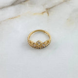 Anillo Corona Corazones 2.65gr / T5 / Circones Blancos-Azules Oro Amarillo ©