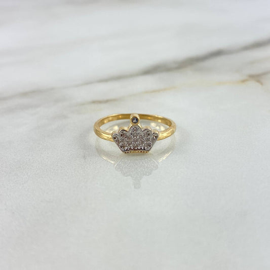 Anillo Corona 1.9gr / T5 3/4 / Circones Blancos Oro Amarillo ©