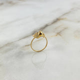 Anillo Oso 2.45gr / T6 1/2 / Circones Blancos-Negros Oro Amarillo ©