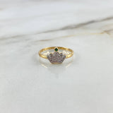Anillo Corona 1.95gr / T7 / Circones Blancos-Verdes Oro Amarillo ©