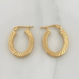 Candongas Ovaladas Rayadas 2.3 g / 2 cm Oro Amarillo 18K