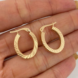 Candongas Ovaladas Rayadas 2.3 g / 2 cm Oro Amarillo 18K