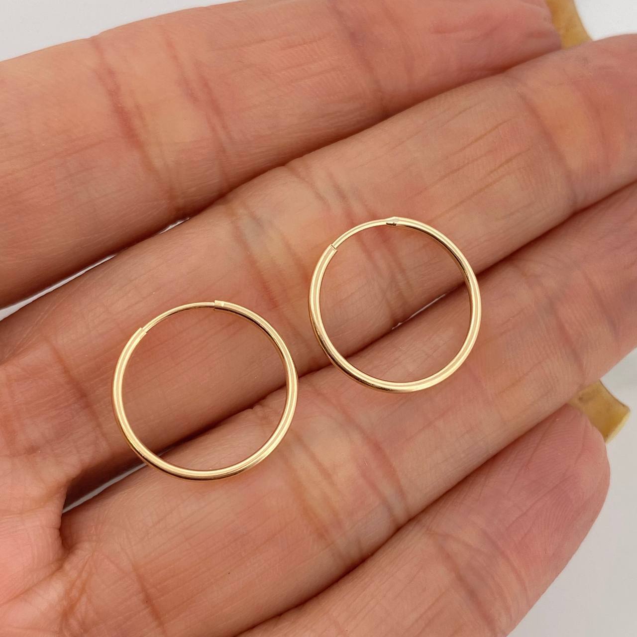 Candongas Mini Aro 0.8 g / 1.5 cm Oro Amarillo 18K