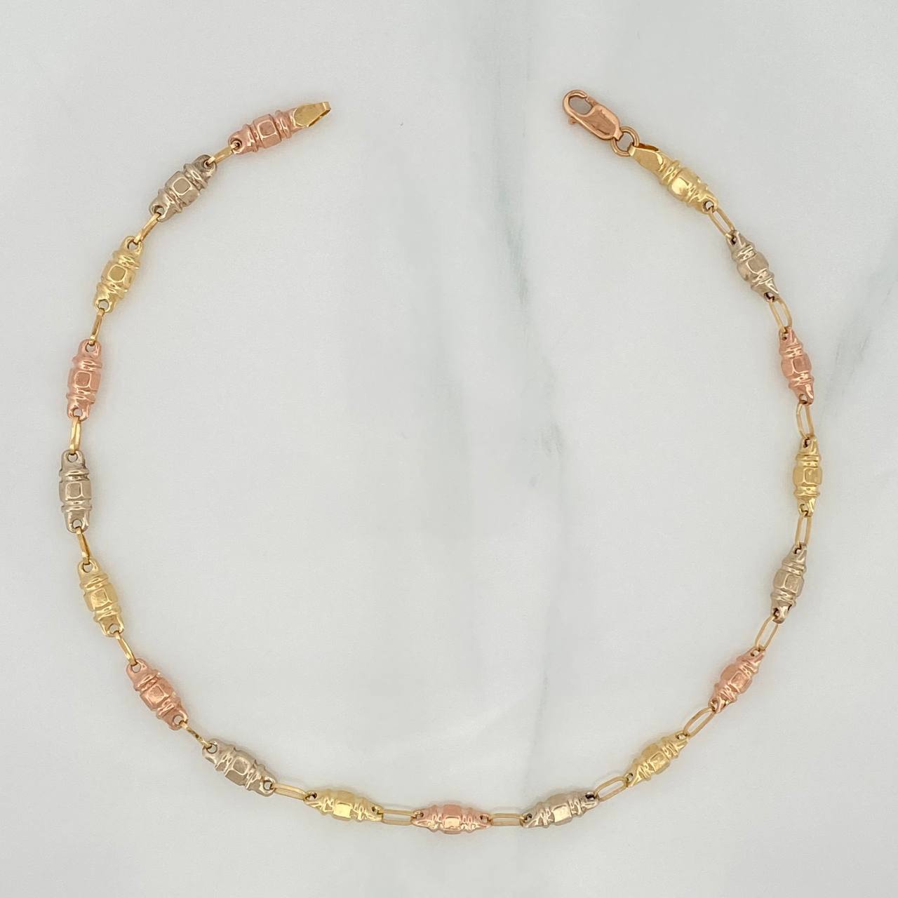 Tobillera Rustica Cilindro 3.35 g / 25 cm / 2.7 mm Tres Oros 18K