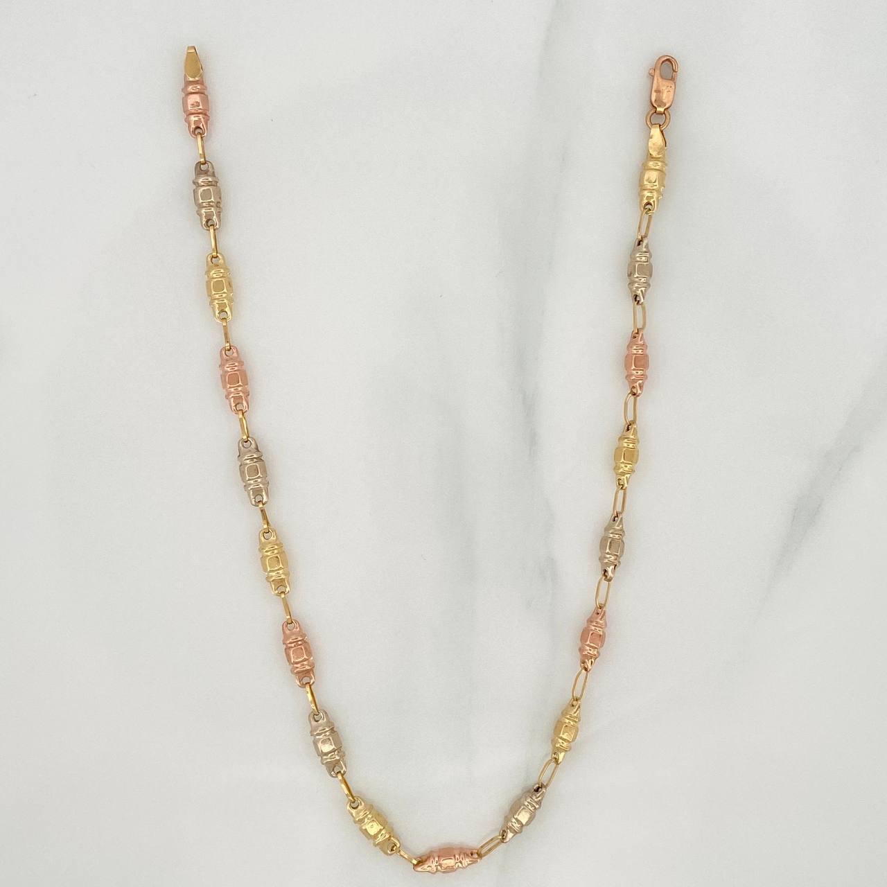 Tobillera Rustica Cilindro 3.35 g / 25 cm / 2.7 mm Tres Oros 18K
