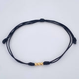 Pulsera Tejida Negra Bolas 0.15gr / Oro Amarillo 18K &
