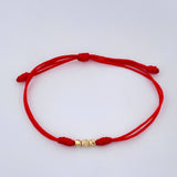 Pulsera Tejida Roja Bolas 0.15gr / Oro Amarillo 18K &