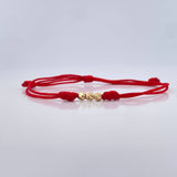 Pulsera Tejida Roja Bolas 0.15gr / Oro Amarillo 18K &