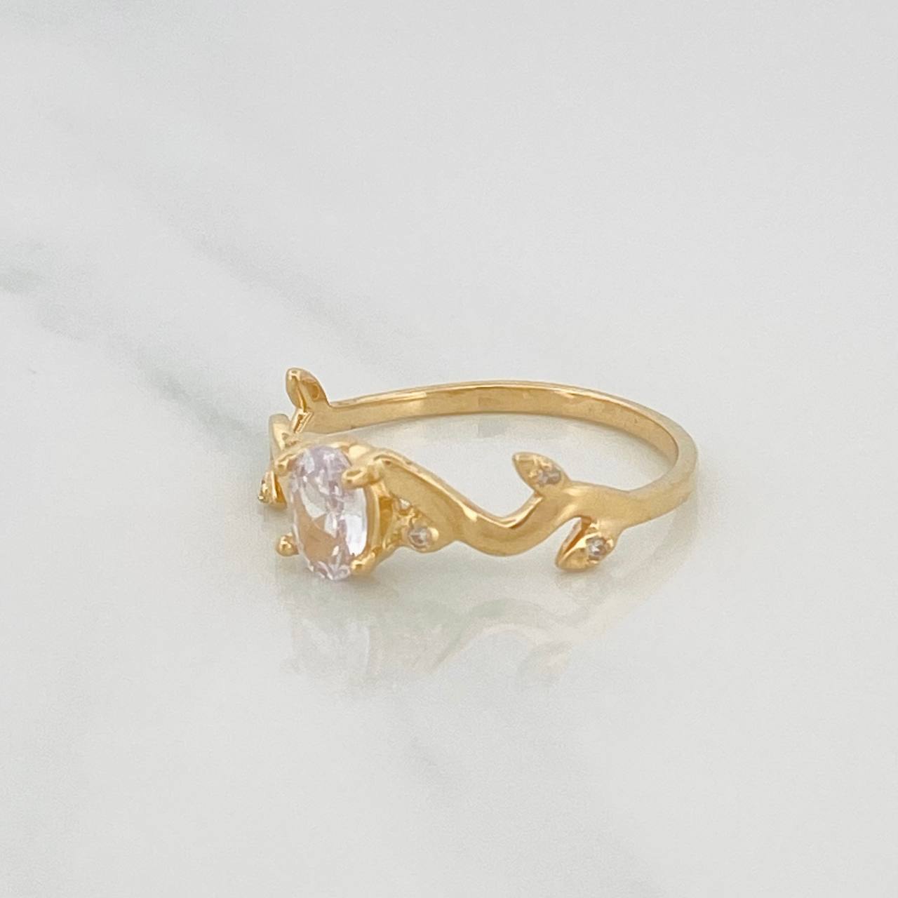 Anillo Solitario Hojas 2g / T6 3/4 Oro Amarillo 18K