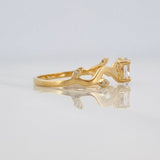 Anillo Solitario Hojas 2g / T6 3/4 Oro Amarillo 18K