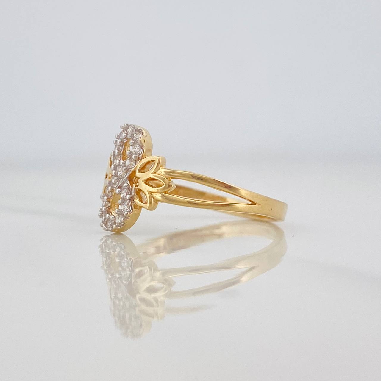 Anillo Infinito 2.4g / T7 Dos Oros Amarillo Blanco 18K