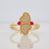 Anillo Corazones 2.65g / T7 1/4 Oro Amarillo 18K