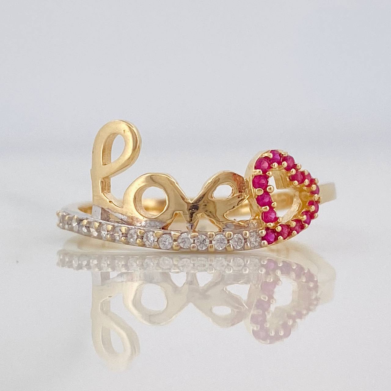 Anillo Love 1.95g / T7 Dos Oros Amarillo Blanco 18K