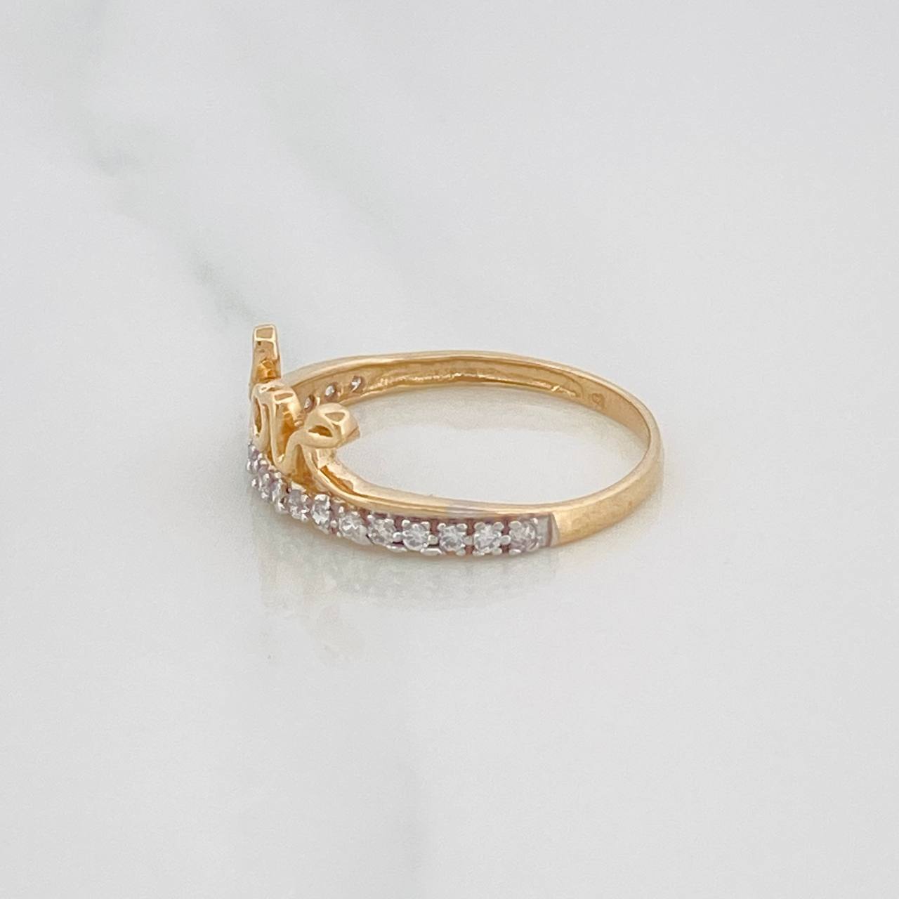 Anillo Love 1.65g / T6 Dos Oros Amarillo Blanco 18K