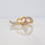 Anillo Corazon 2.35g / T5 3/4 Dos Oros Amarillo Blanco 18K