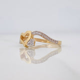 Anillo Corazon 2.35g / T5 3/4 Dos Oros Amarillo Blanco 18K