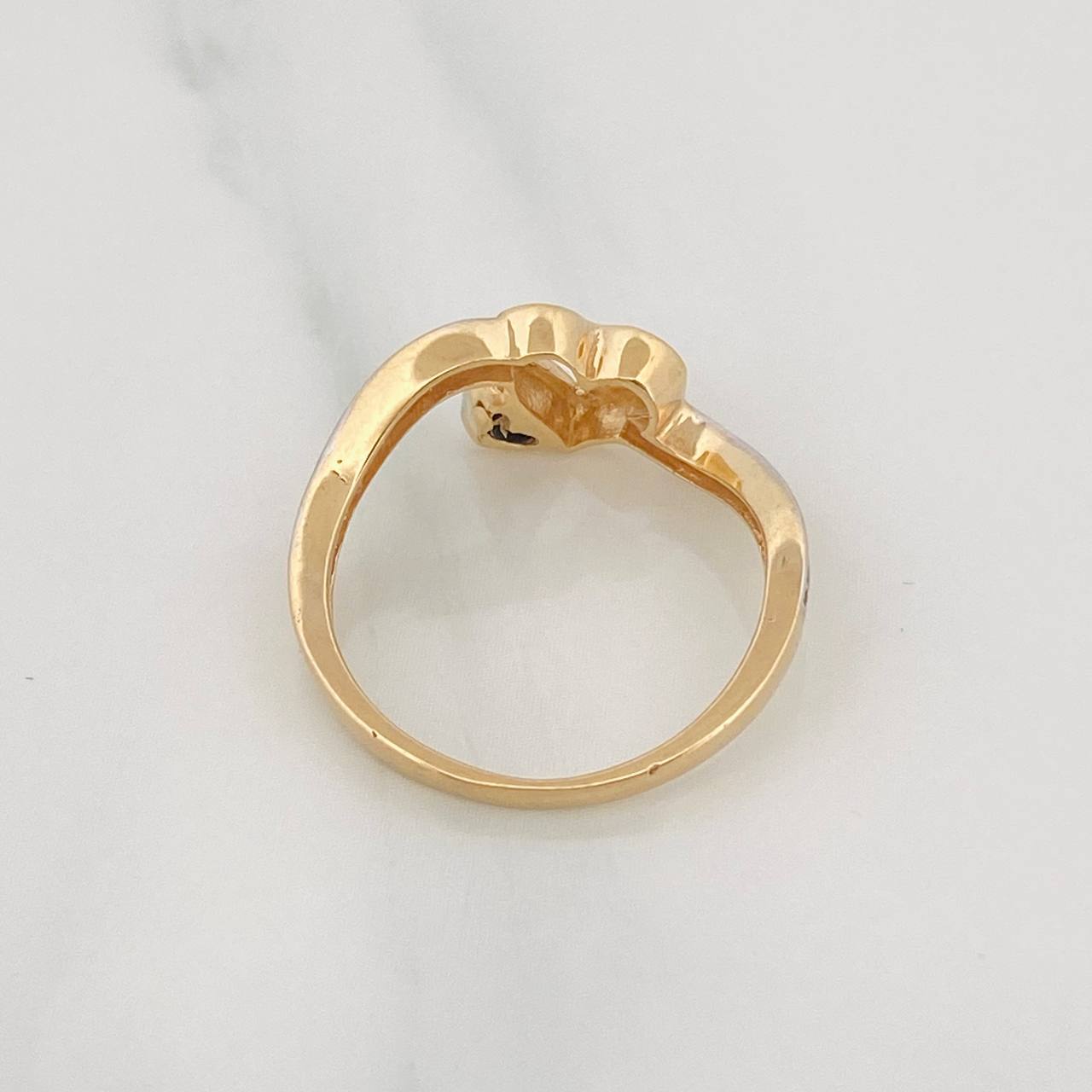 Anillo Corazon 2.35g / T5 3/4 Dos Oros Amarillo Blanco 18K